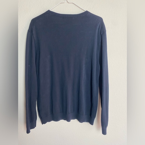 Banana Republic Men’s Cotton Navy And Gray Houndstooth Crewneck Sweater Size Med - Picture 2 of 4